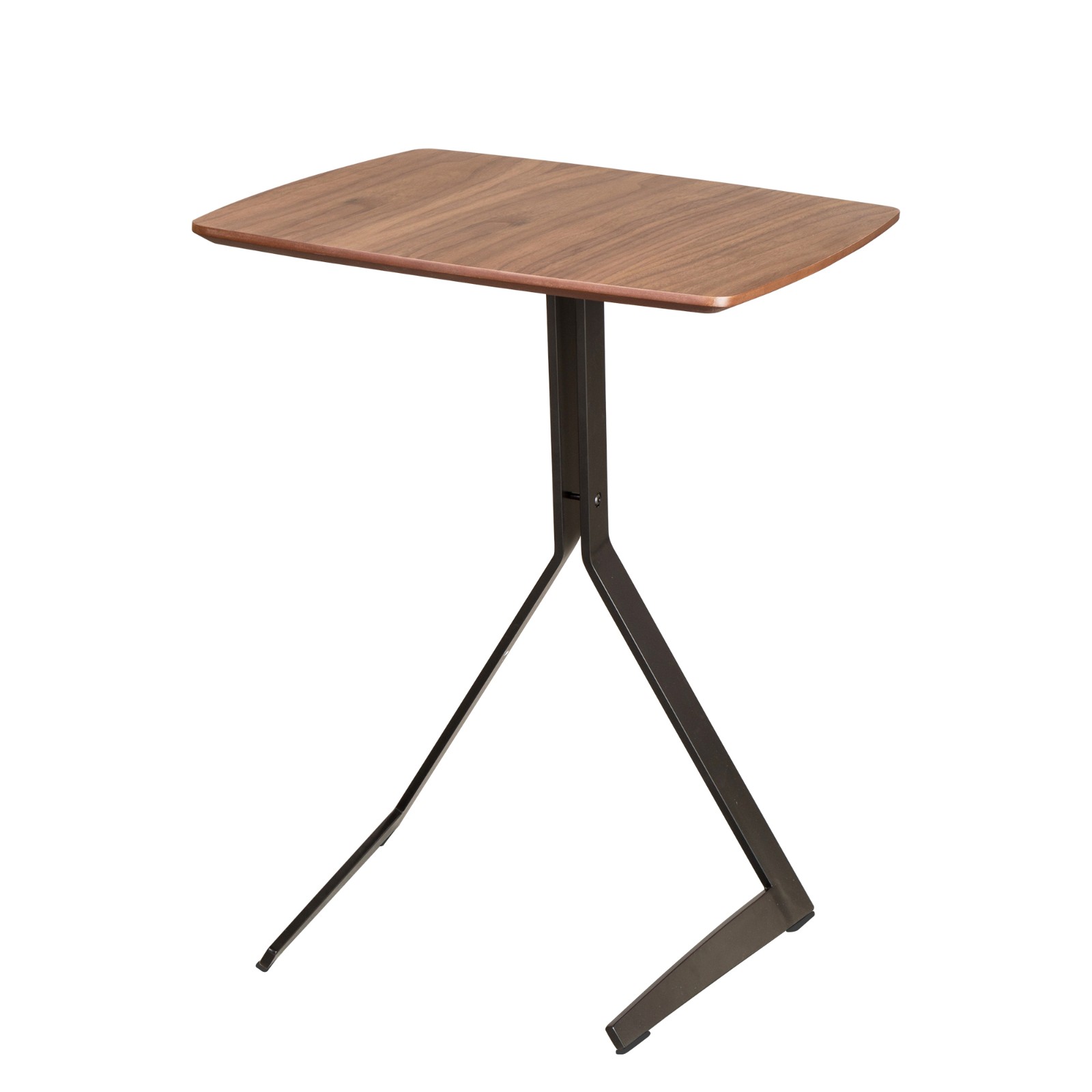 Walnut side table, black matte metal legs, disassembly and assembly